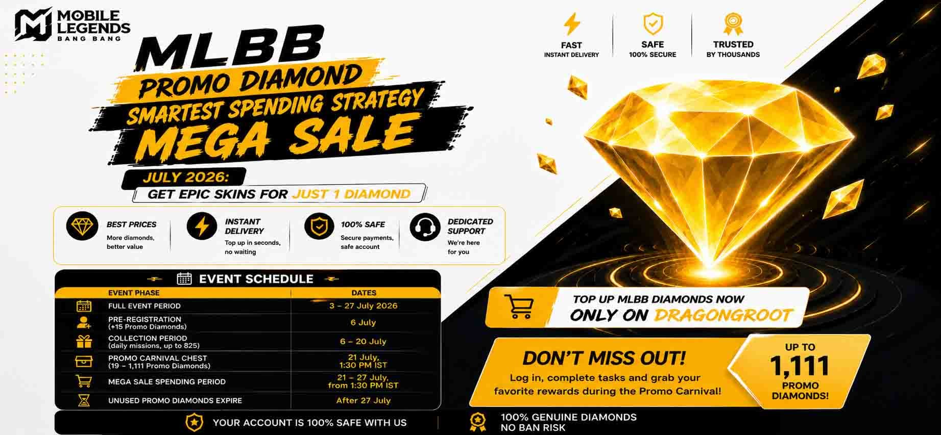 MLBB Promo Diamond Event 2026: Mega Sale Dates & 1-Diamond Skins